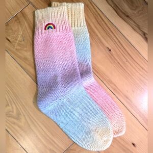 Rainbow Ombre Crochet Slouchy Socks
